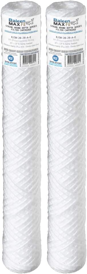 Baleen Filters – Paquete de 2 cartuchos de filtro de sedimentos para heridas de cuerda de 20 x 2.5 pulgadas de 20 micrones para HDX SWC-25-2020,