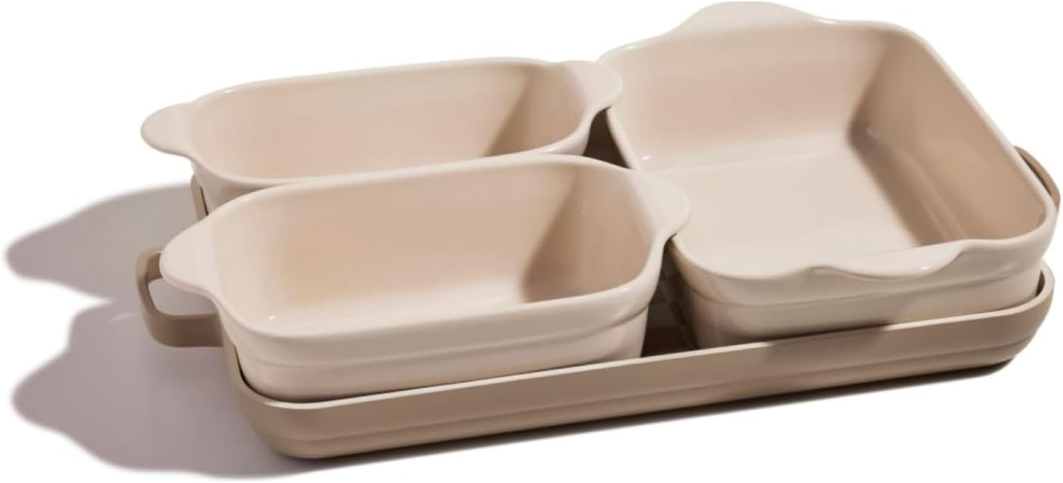 Our Place Ovenware – Juego de 5 piezas antiadherentes, sin toxinas, cerámica y cerámica con bandeja para horno, panaderos y alfombrilla para horno,