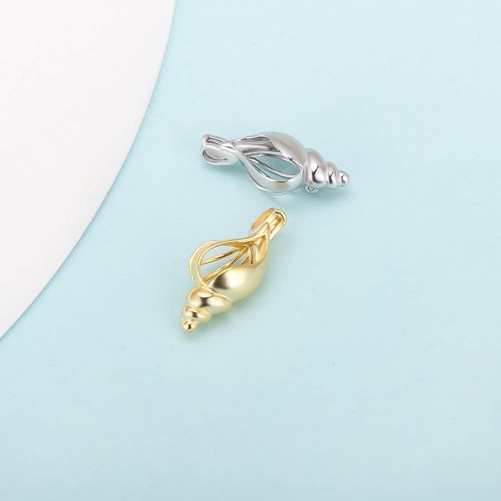 Colgantes de jaula de caracola, dije de manualidades para hacer collares, pulseras, joyas (plata de ley, chapado en oro de 24 quilates), Metal, no