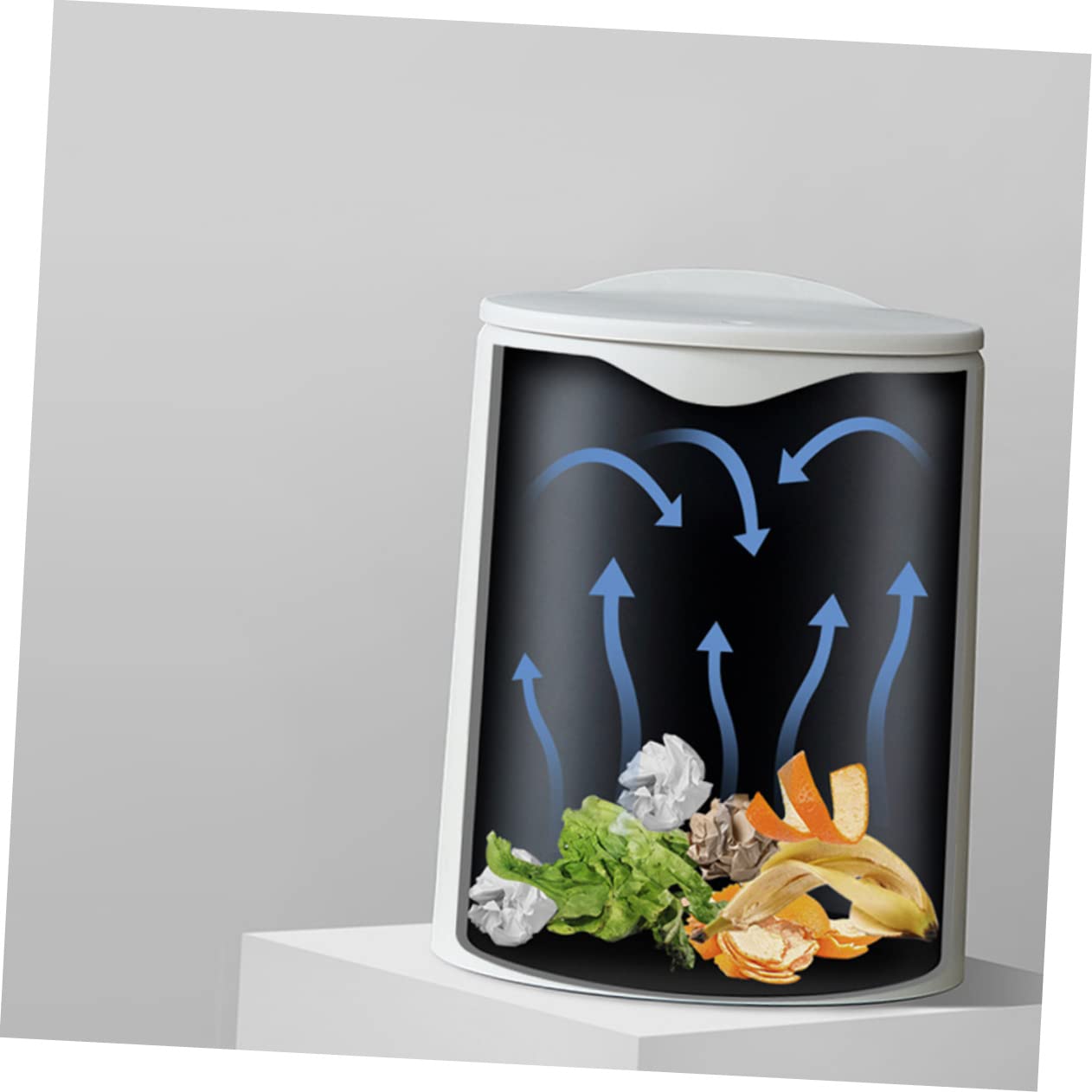 Zerodeko Contenedor de basura con tapa, contenedor de plástico con tapa, cubo de basura de plástico con tapa, contenedor de basura para baño,