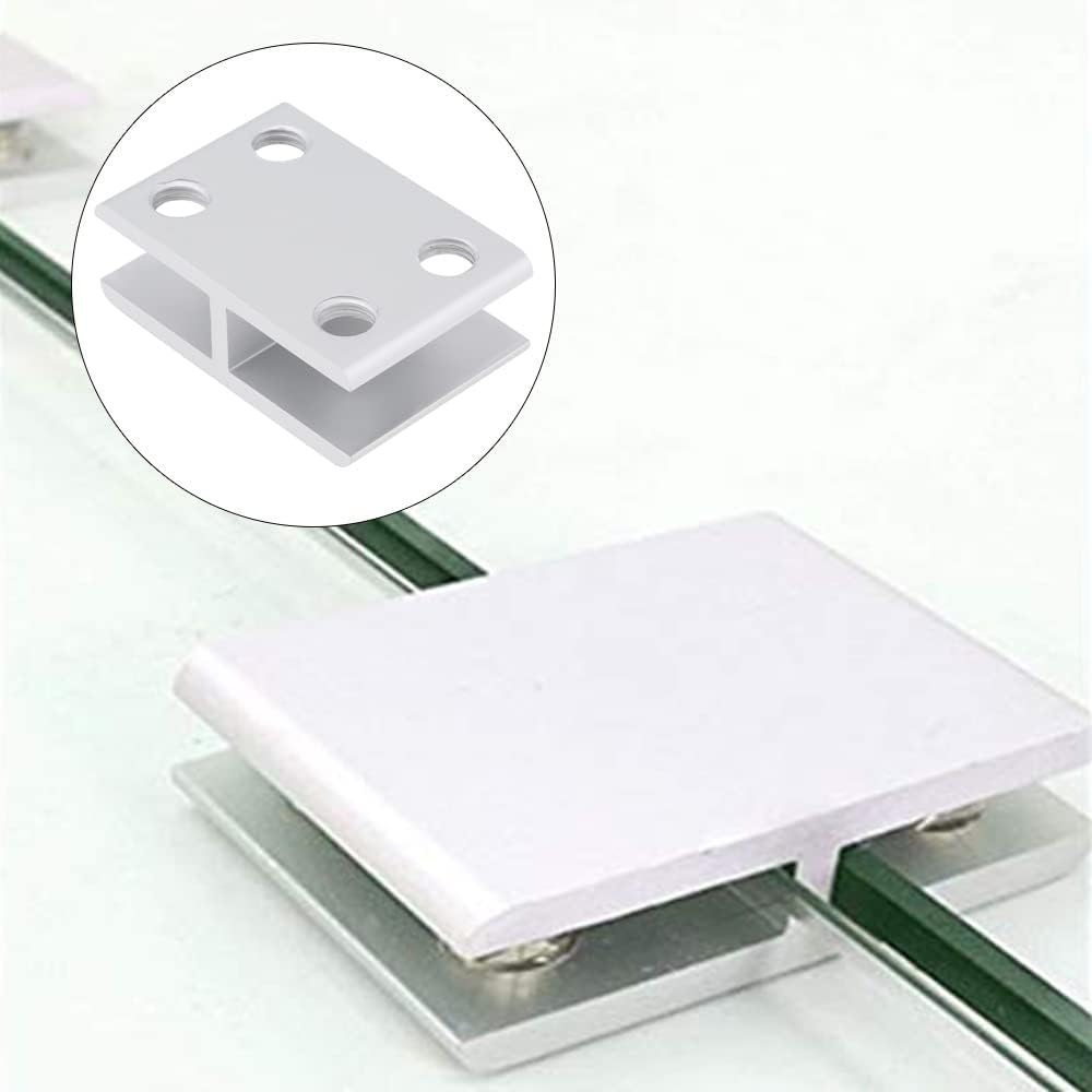 Abrazadera de vidrio, paquete de 2 soportes de estante de vidrio de aleación de aluminio de 180 grados, soporte de vidrio de doble cara para vidrio