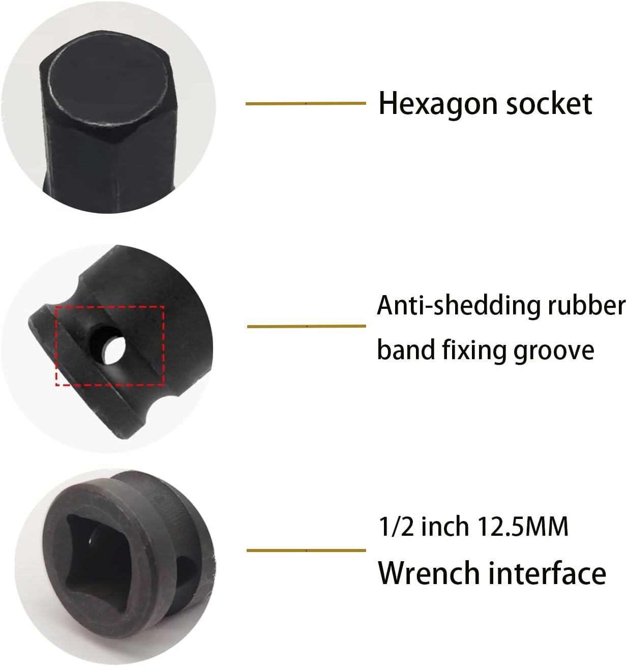 0.315 in Hex Impact Bit Socket, H8 12-Inch Impact Drive Allen Socket, Cr-Mo Acero Alargar Hex Destornillador Adaptador