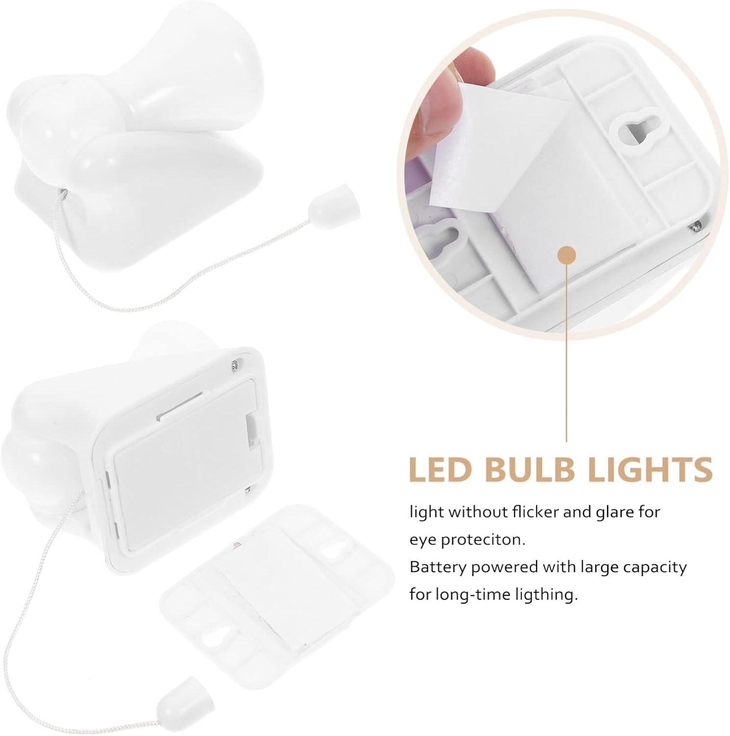 DOITOOL Bombilla LED de alambre portátil, lámpara de gabinete pequeña, luz nocturna, funciona con pilas, luz nocturna autoadhesiva para montaje en