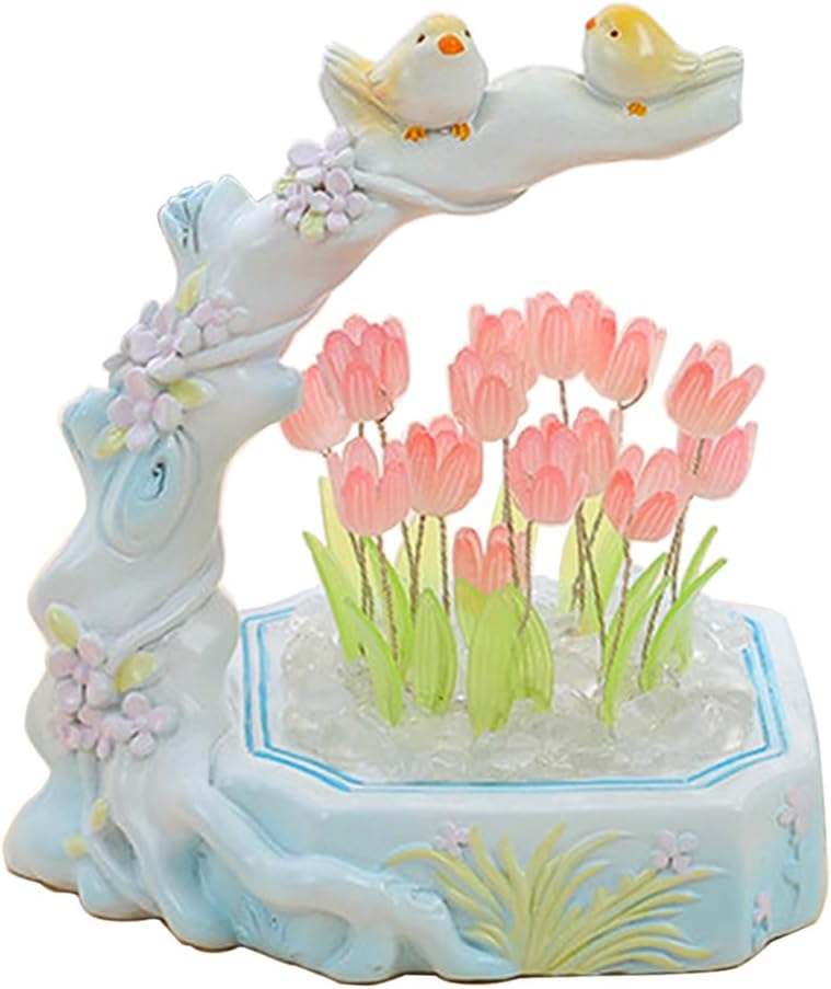 Lámpara de tulipán, lámpara de espejo de tulipán, luz nocturna de tulipán, hecha a mano, decoración de simulación de flores, dormitorio, lámpara de