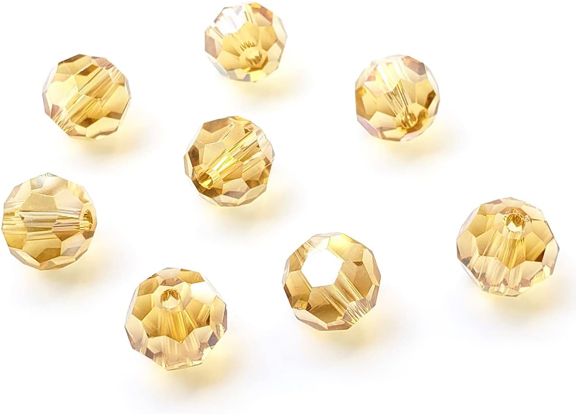 Cuentas redondas de vidrio de champán de 0.315 in para fabricación de joyas, 300 piezas de cuentas espaciadoras esféricas facetadas de Crytal