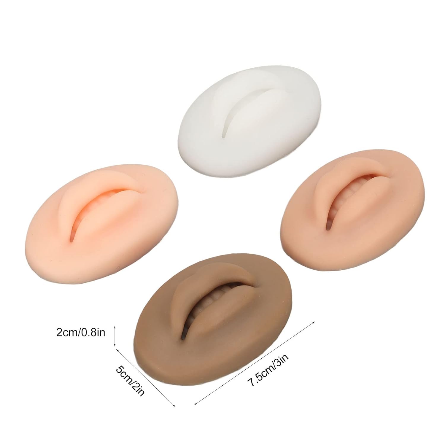 Labios de práctica de tatuajes, 4 unidades, labios de silicona de práctica, color negro oscuro, translúcido, 3D, labios falsos modelo para