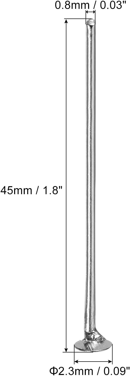 MECCANIXITY 200 pines de cabeza plana para hacer joyas, 1.772in, latón de cabeza plana, pines de cabeza de joyería para manualidades, aretes,