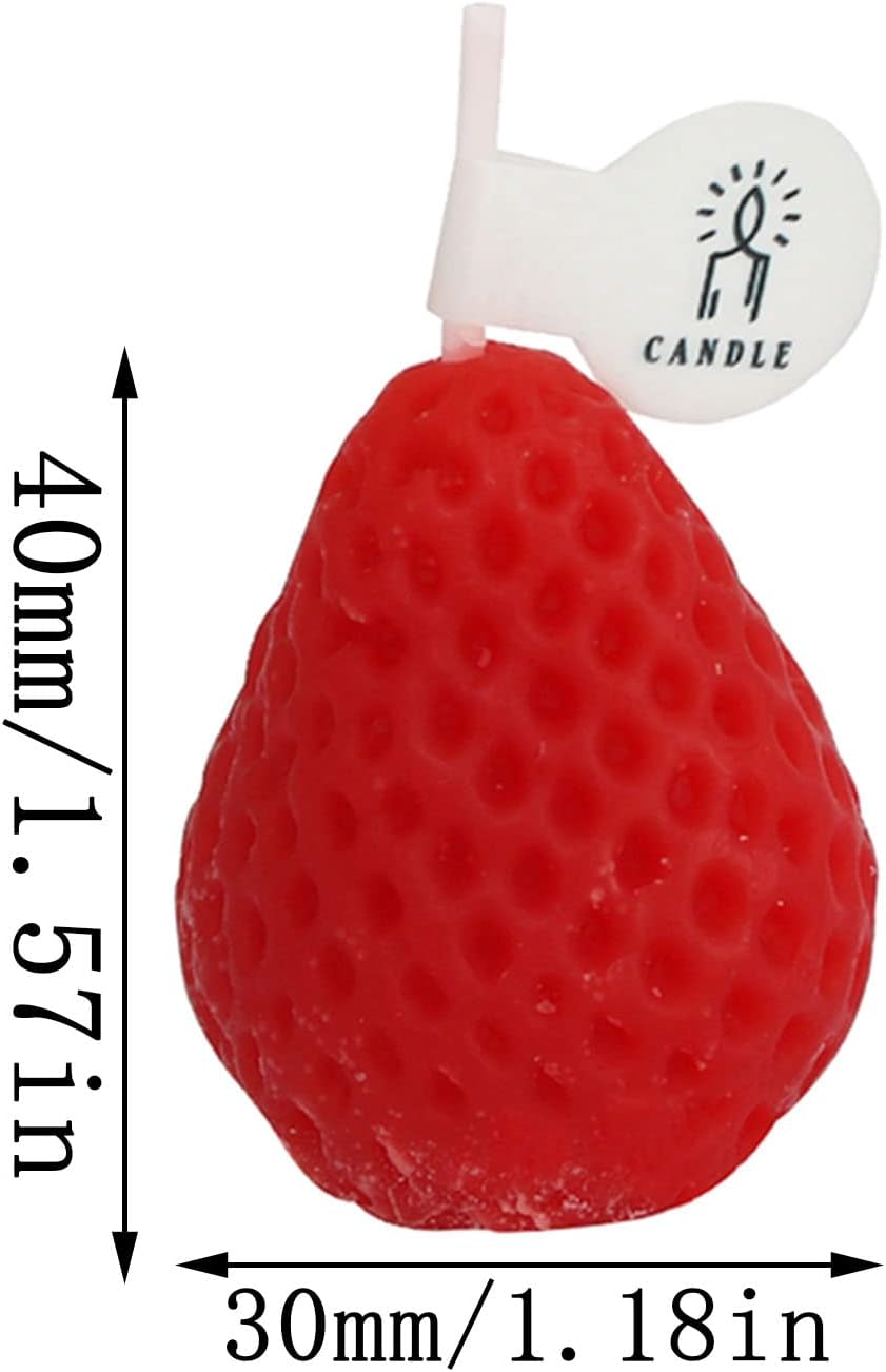 yyangz – Vela perfumada en forma de fresa, 4 unidades, aroma de fruta, cera de soja, vela decorativa para mesa, foto, regalo de cumpleaños, vela de