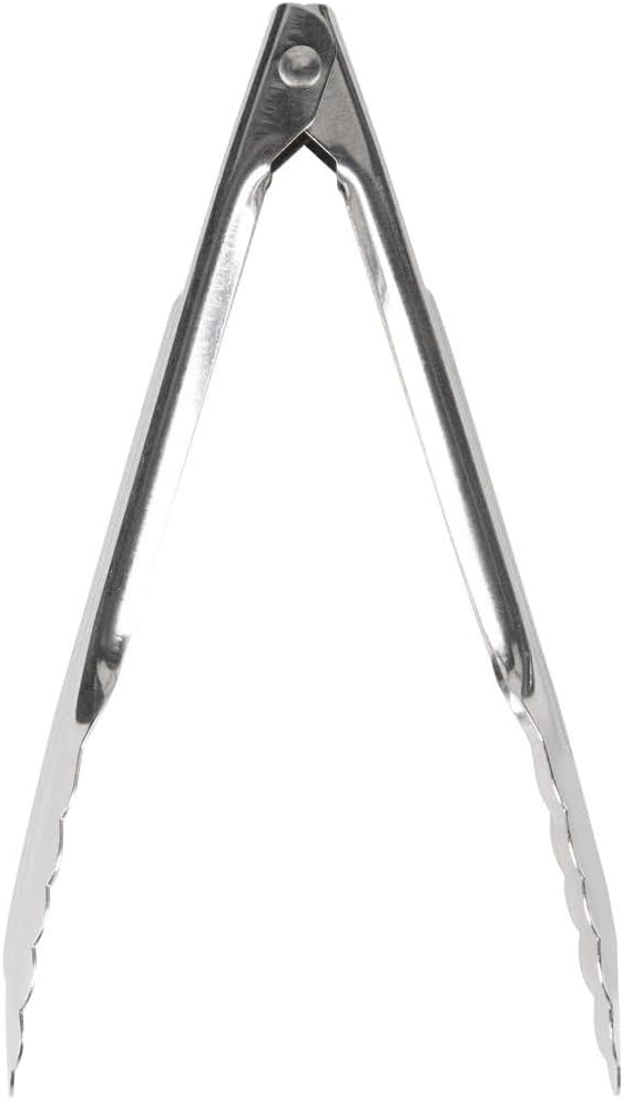 Juego de 3 pinzas de acero inoxidable de 7 pulgadas, pinzas de cocina pequeñas resistentes con borde de agarre festoneado, pinzas de metal para