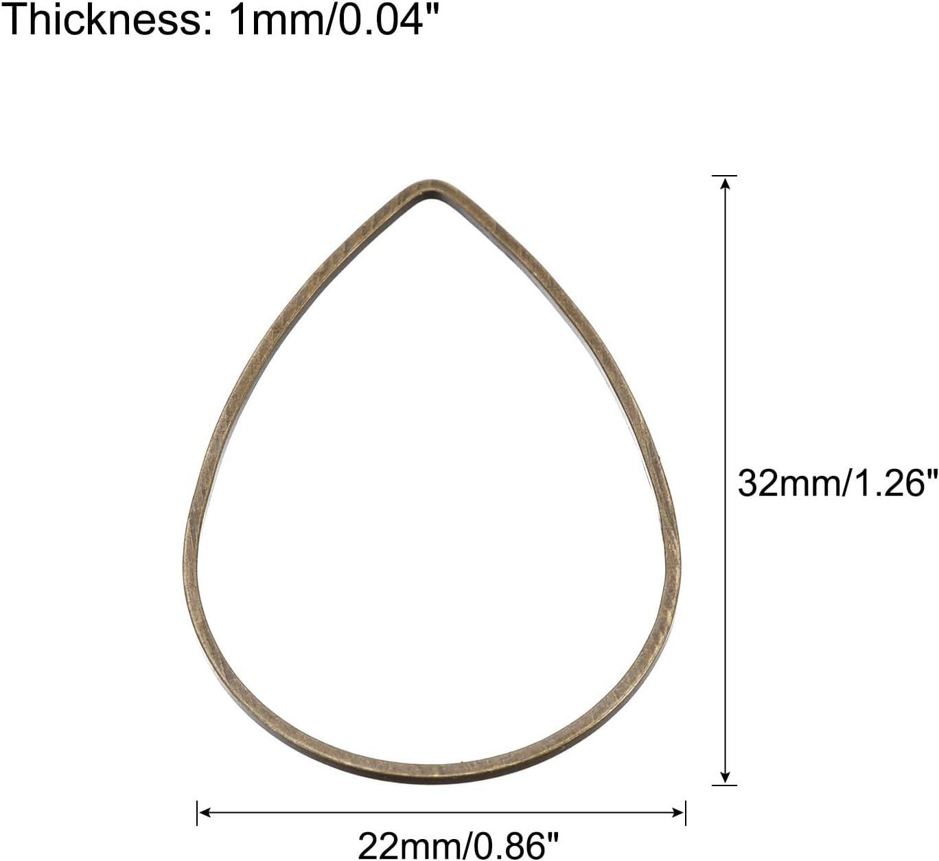 MECCANIXITY Enlace de aro con cuentas de lágrima, anillos de enlace de encanto hueco para fabricación de joyas de aretes, Metal, Lágrima