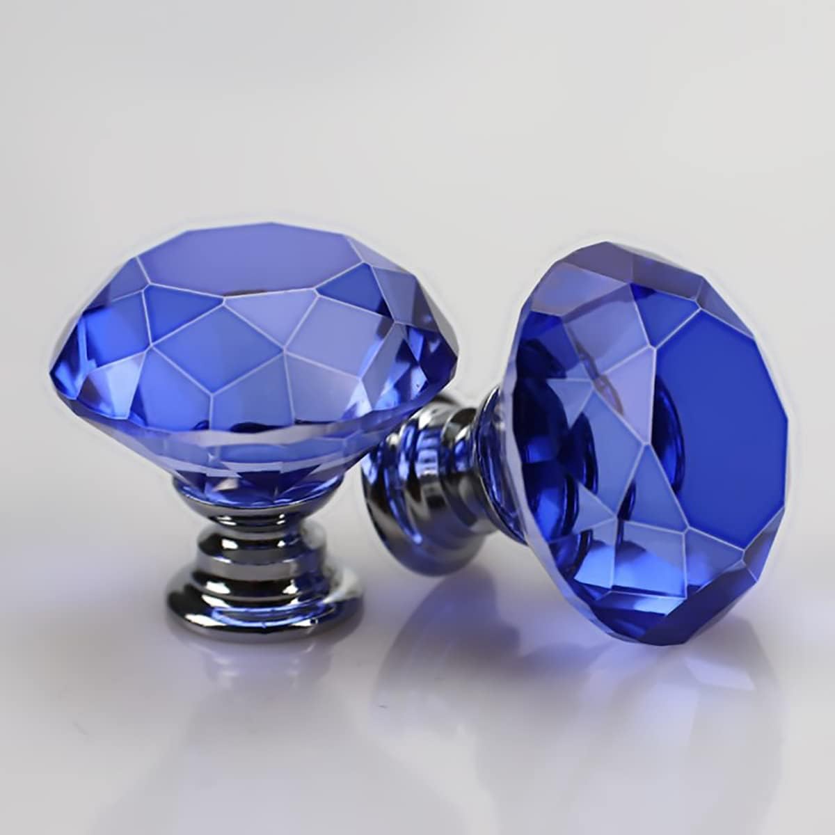 2 pomos para puerta de cristal de 1.18 pulgadas (1.181 in) con corte de diamante, tiradores de cajón con tornillos M4x22mm para armario, armario,