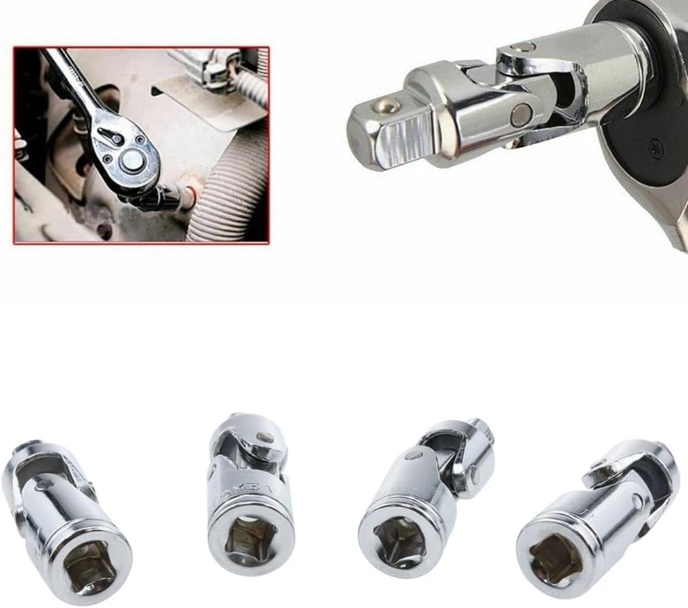 Haidong -Enchufe de junta universal Llave de enchufe de 14 pulgadas Junta universal Silver Drive Spring Loaded Universal Joint Sockets-4PCS