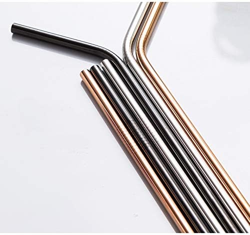 Brightbuy Pajitas de metal de 48 piezas a granel, pajitas de acero inoxidable de 8.5 pulgadas, dobladas negras, 0.236 in de diámetro para vasos de