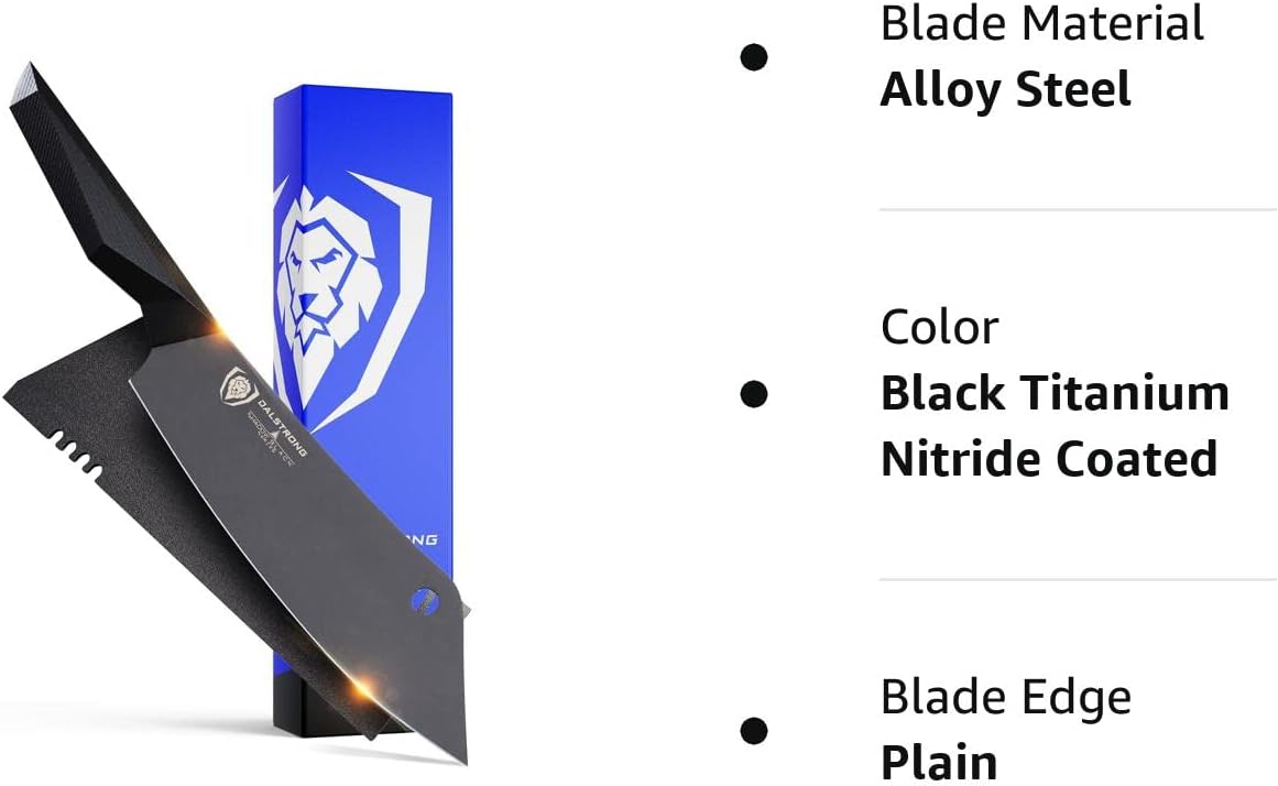 Dalstrong – Shadow Black Series – Cuchillo de acero HC alemán con revestimiento de nitruro de titanio negro, Acero HC alemán con revestimiento de