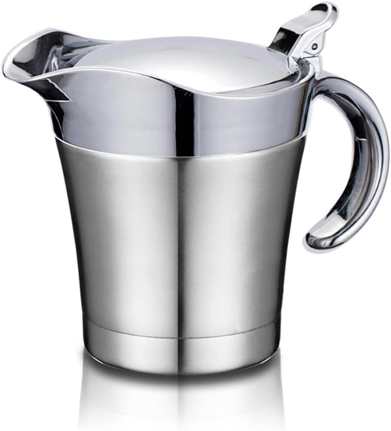Barco de salsa de acero inoxidable con doble aislamiento, con tapa con bisagras, ideal para salsa o crema en Acción de Gracias, apto para
