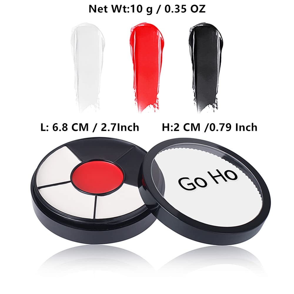 Go Ho Pintura corporal de payaso blanca, pintura facial profesional a base de aceite para Halloween, cosplay, FX, pintura facial 3 en 1 para