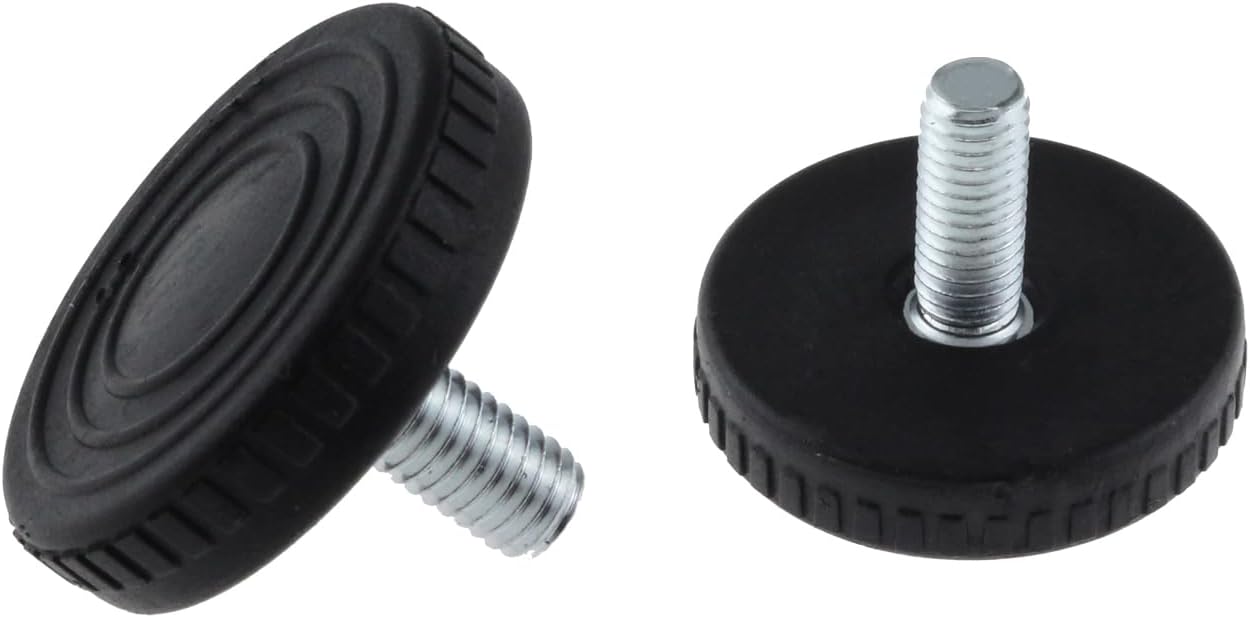 SQXBK Tapones de tuerca de tubo cuadrado de plástico ajustables, 25 x 25 pulgadas, pies de nivelación de altura negros, insertos cuadrados, medidor