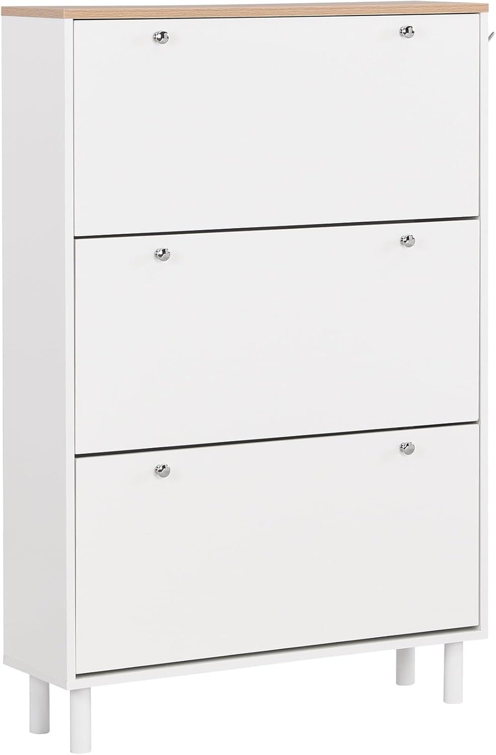Zapatero contemporáneo con 3 puertas abatibles, zapatero de madera independiente, organizador de almacenamiento de zapatos para entrada, pasillo,