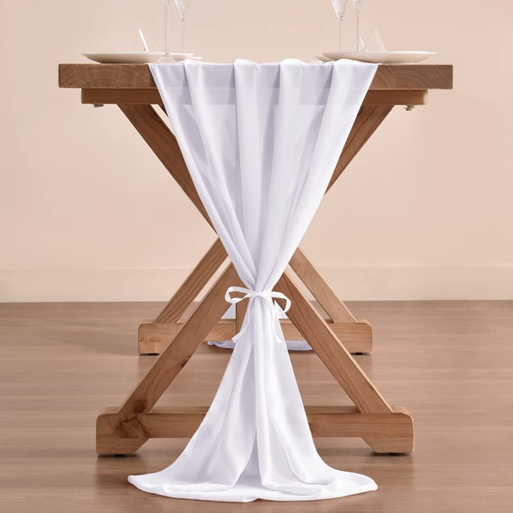 Socomi Camino de mesa de gasa blanca de 10 pies, 29 x 120 pulgadas, camino de boda, decoración de Acción de Gracias, Navidad, despedida de soltera