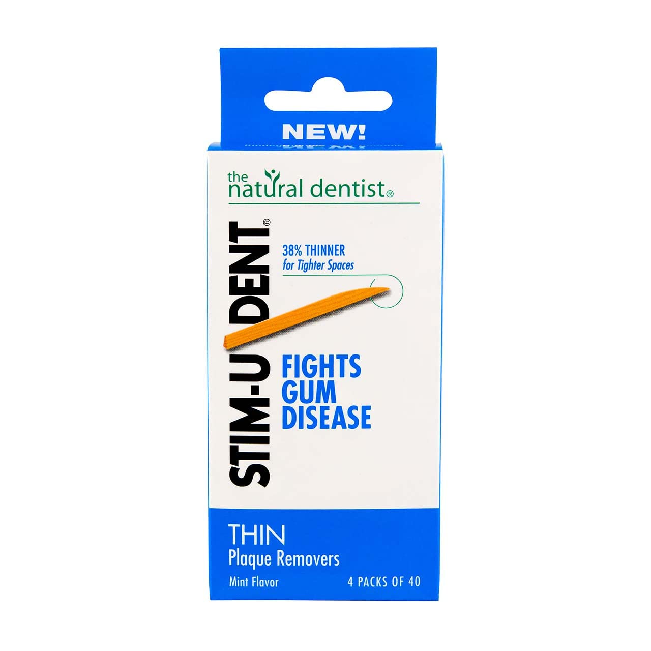 The Natural Dentist Stim-U-Dent – Removedores de placa, fino, sabor a menta, 160 unidades