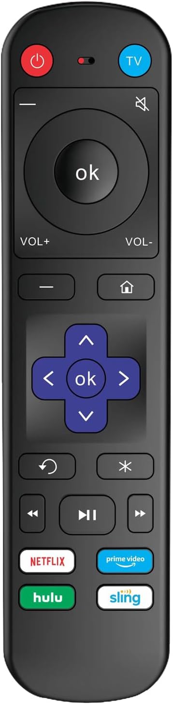 Mando a distancia de repuesto para Roku Box, compatible con Roku 1234 (HD, LT, XS, XD), Express, Premiere y Ultra con función de aprendizaje IR para