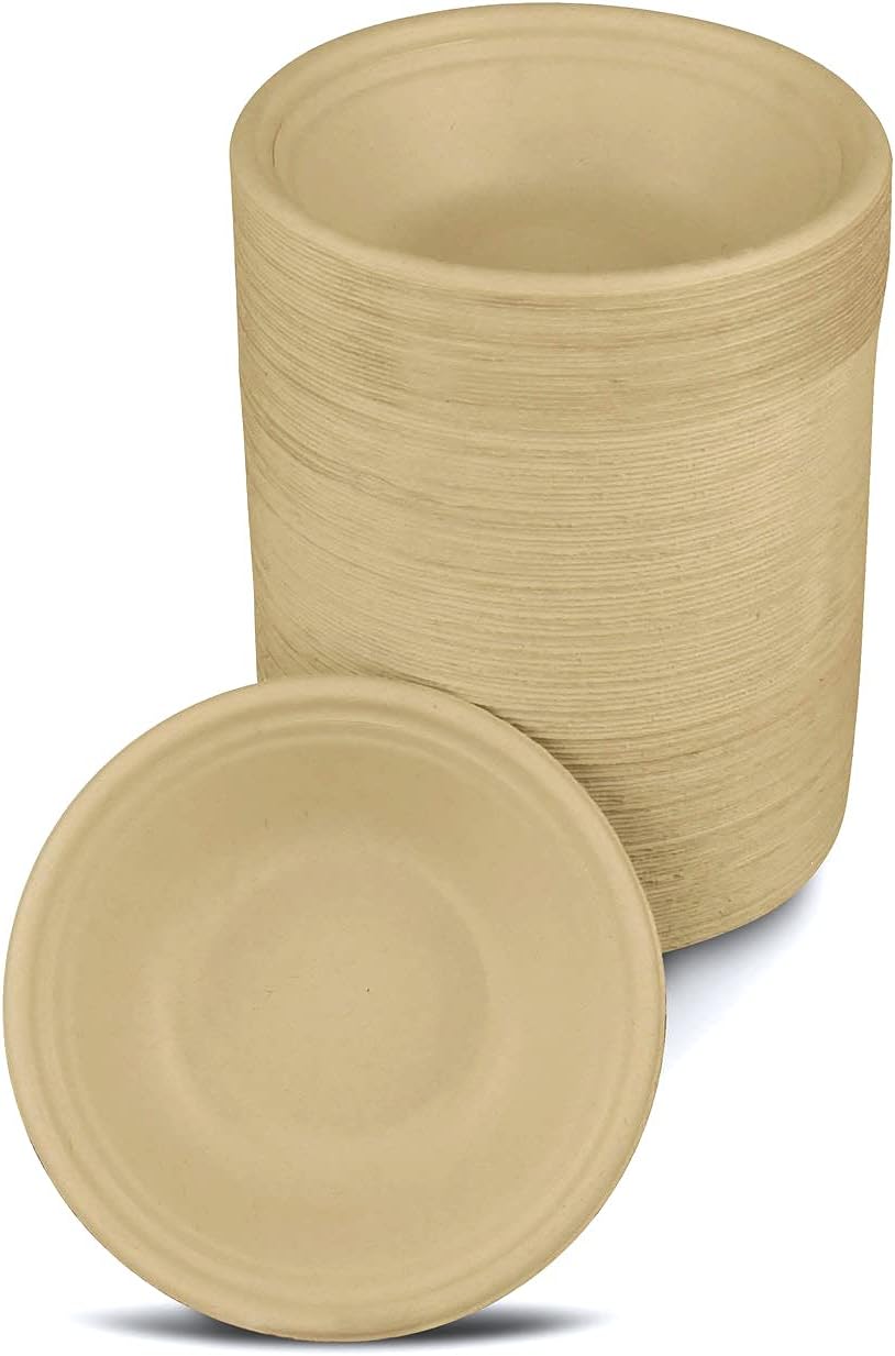 Tellus Productos, cuencos desechables ecológicos (125 unidades) de 12 onzas, vajilla compostable y duradera, cultivada y fabricada en los Estados