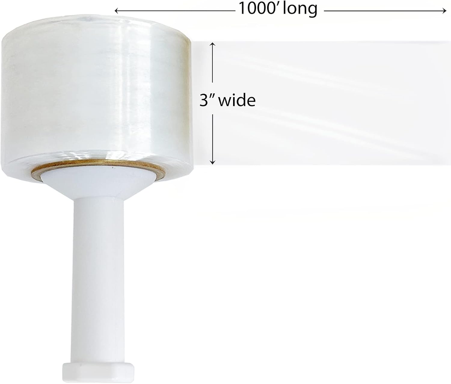 8NET – Mini rollo elástico de 3 pulgadas x 1000 pies, calibre 80, con asa, 18 rollos, película retráctil de plástico transparente y resistente para