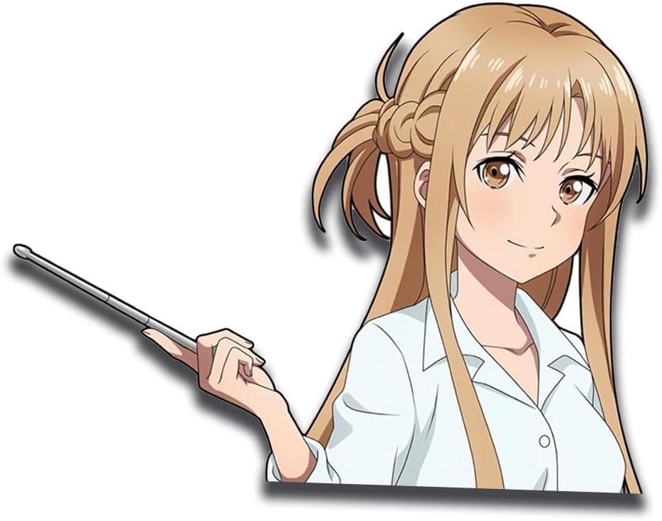Pegatinas elegantes de 5.1 pulgadas para coche, diseño de anime Asuna, para espejo retrovisor, campanas de coche, monopatín, motocicleta,