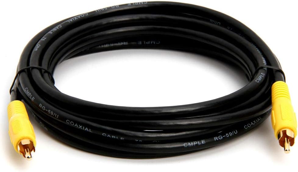 Cmple – Cable de subwoofer RCA de 12 pies (1 RCA macho a 1 cable de audio y video compuesto RCA macho) Cable coaxial SPDIF, cable de audio digital