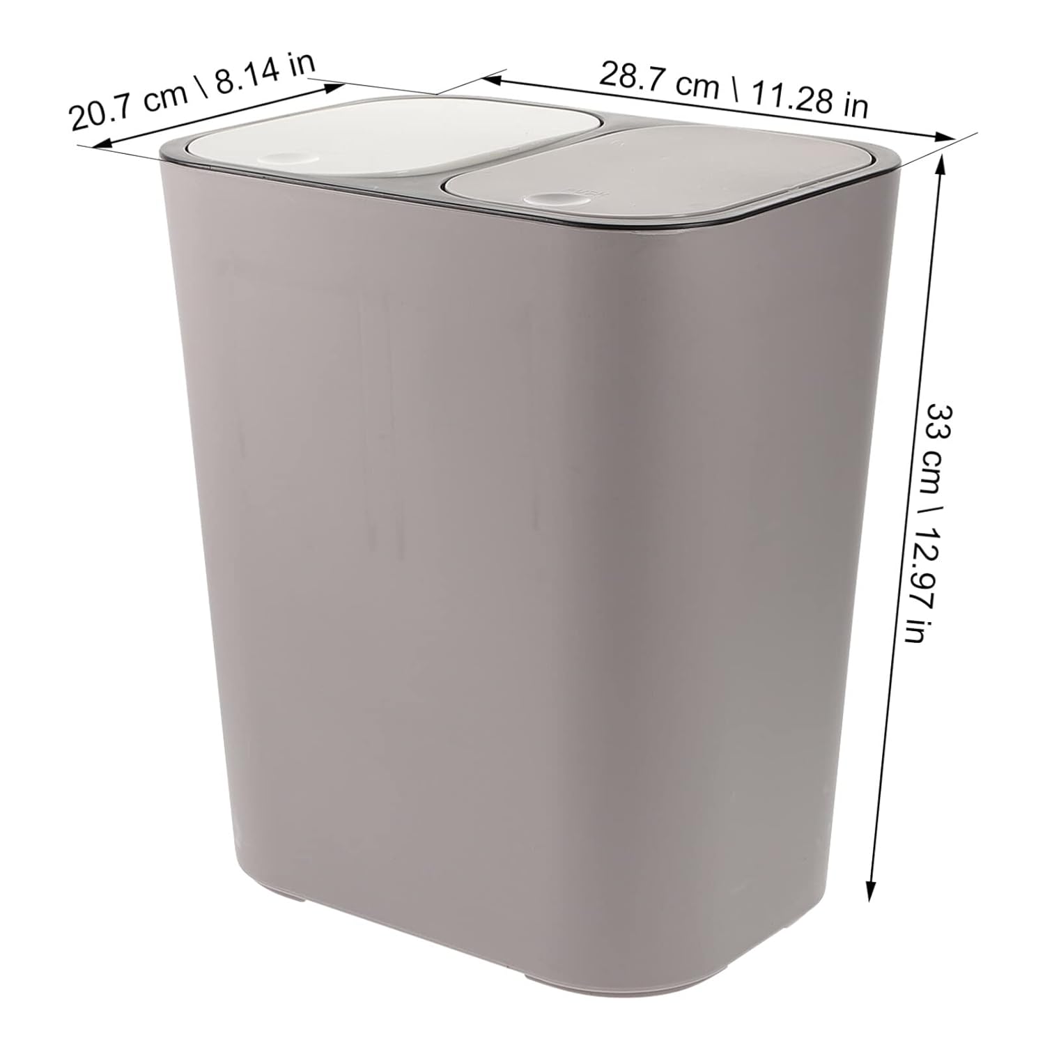 Alipis Bote de basura de dos compartimentos, cubo de basura de doble compartimento, cubo de basura de plástico para reciclaje, cubo de basura