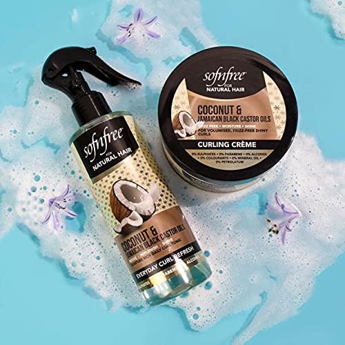 Sofn’free – Spray refrescante de aceite de ricino negro de coco y jamaicano  Volumizador e hidratante diario para peinar cabello seco, rizado o