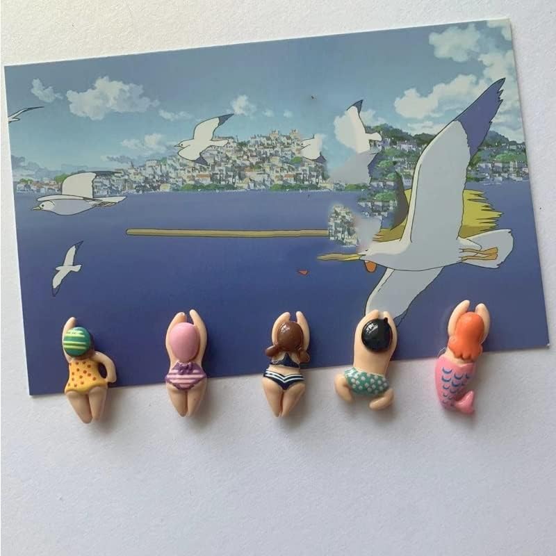 6 piezas de resina de dibujos animados de natación estatuilla de nevera imanes para niños y niñas creativo nevera imán lindo divertido decoración
