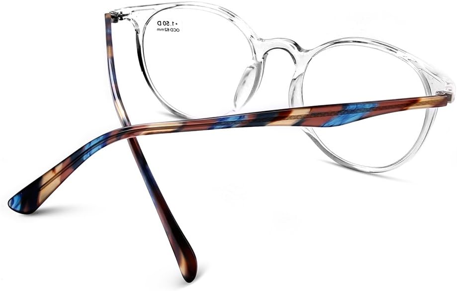 DOOViC Gafas de lectura de moda con diseño de Italia para mujeres y hombres, marcos transparentes con estuche +4.00 de fuerza