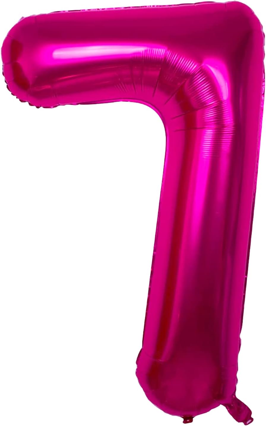 Globo rosa intenso con el número 7 de 40 pulgadas, decoración de globos de 7 cumpleaños para niñas, globos grandes y grandes, color rosa rosa con el