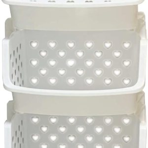 Crown – Contenedores apilables de plástico (3 piezas)  Contenedores apilables para organizar alimentos, cocina y baño esenciales Crown – Contenedores apilables de plástico (3 piezas)  Contenedores apilables para organizar alimentos, cocina y baño esenciales