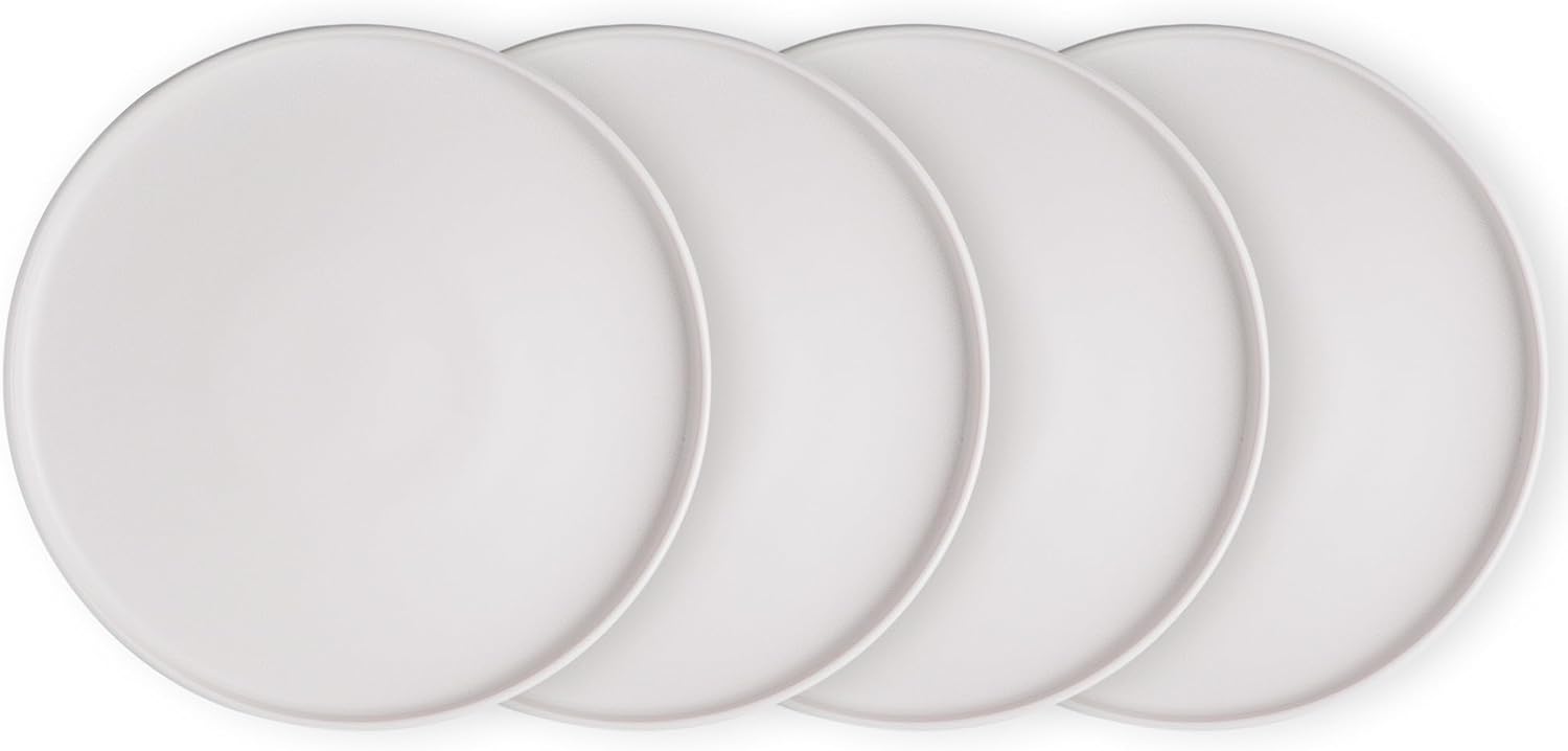 AmorArc Juego de 4 platos de cerámica para ensalada, juego de 4 platos reactivos de esmalte mate de 8.0 pulgadas, postre, ensalada, aperitivo, plato