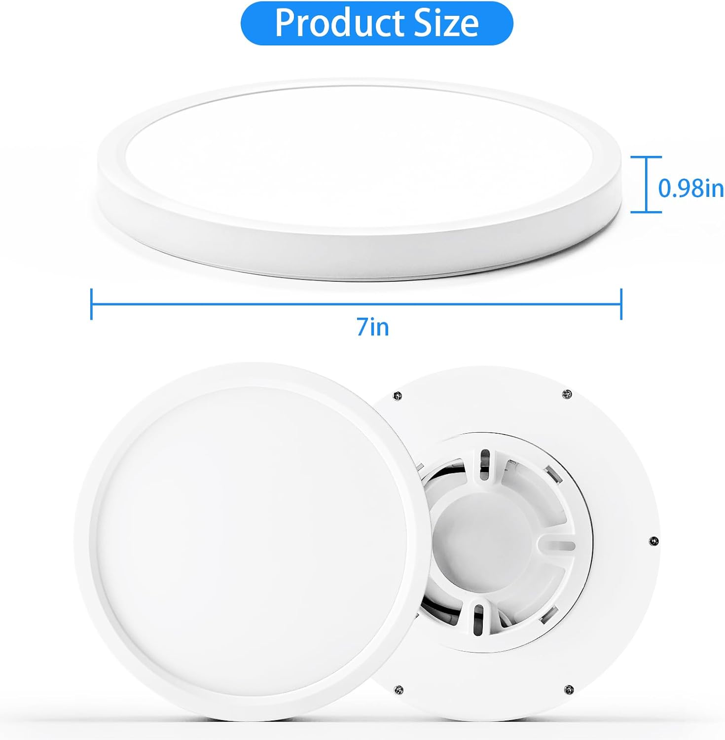 Lámpara de techo LED de montaje empotrado, súper delgada de 7 pulgadas, luz de techo LED de 6500 K para dormitorio, sala de estar, comedor