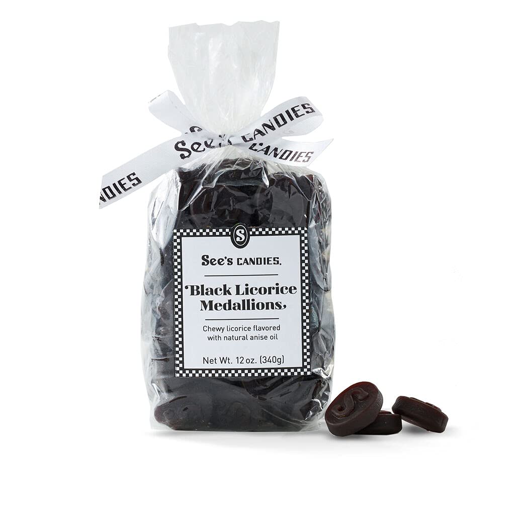 See’s Candies Medallones de regaliz negro de 12 oz