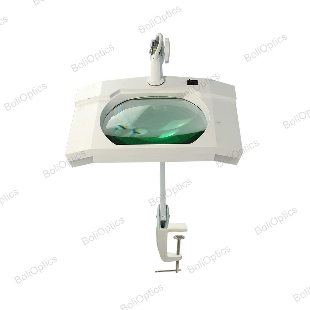 BoliOptics (Lente de vidrio) Lupa LED con luz, 5 dioptrías 2.25X, lente de vidrio de 7 x 6 pulgadas, brazo ajustable manos libres con abrazadera