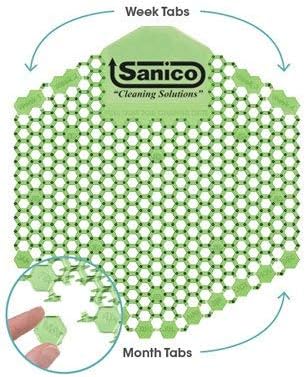 Sanico Herbal Mint – Ambientador de aire de 30 días y desodorante de orinario con tecnología enzimática, 10 por caja