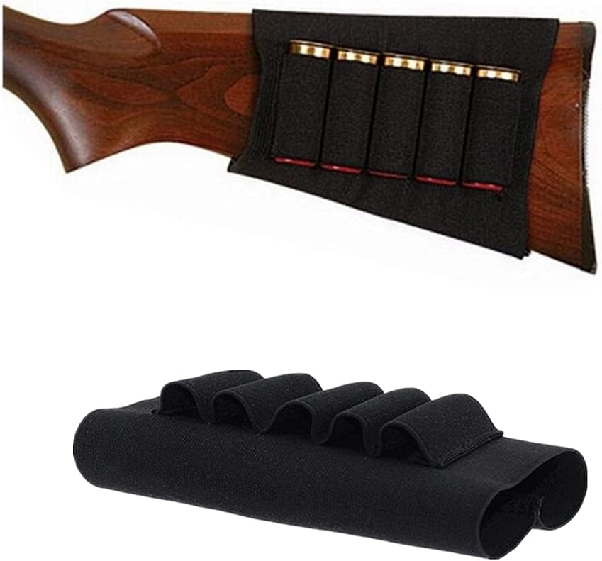 Alta Elasticidad Escopeta Butt Stock 1220 GA Shell Cartucho Titular 5 Shellspara Escopeta Shell Holder