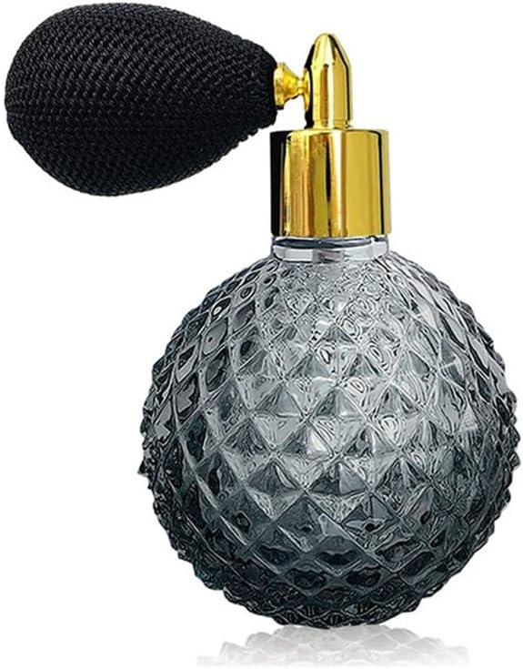 Botella de perfume vintage de 3.4 fl oz atomizador de spray corto vidrio vacío recargable (gris)