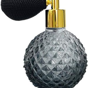 Botella de perfume vintage de 3.4 fl oz atomizador de spray corto vidrio vacío recargable (gris) Botella de perfume vintage de 3.4 fl oz atomizador de spray corto vidrio vacío recargable (gris)
