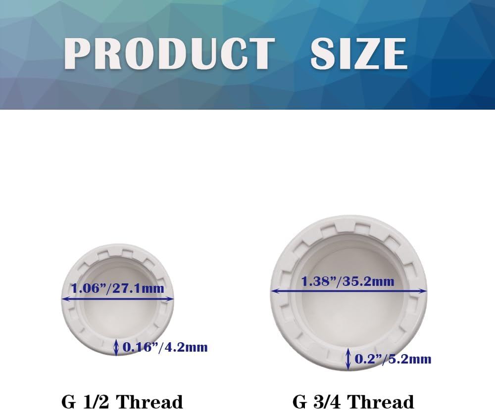 12PCS 34inch PVC Acoplamiento Cap Accesorios de tubería Blanco PVC Tapa de Extremo Adaptador SCH40 Ajuste para 0.75 pulgadas Hembra Rosca Tubos o
