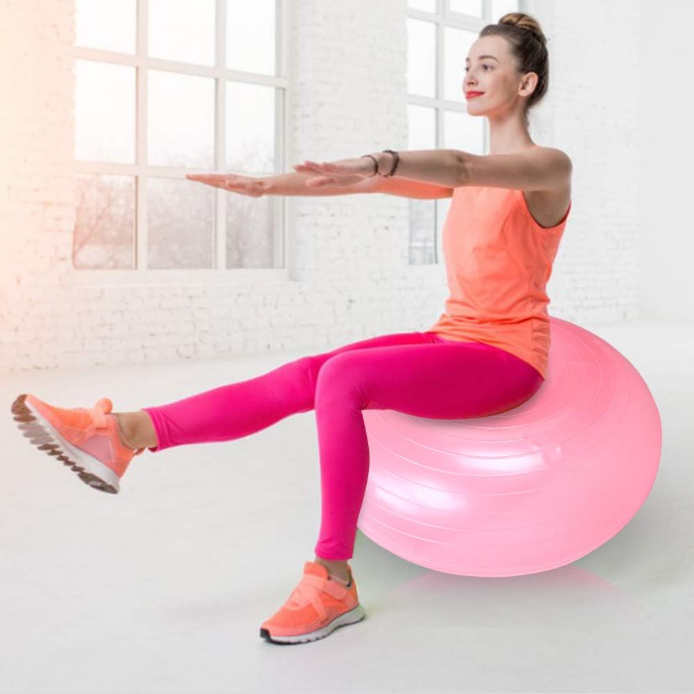 Bola de yoga  Pelota de ejercicio de 19.7 in  PVC rosa rosada  Silla de pelota de yoga  Entrenador de equilibrio  Ejercicio de asiento inflable
