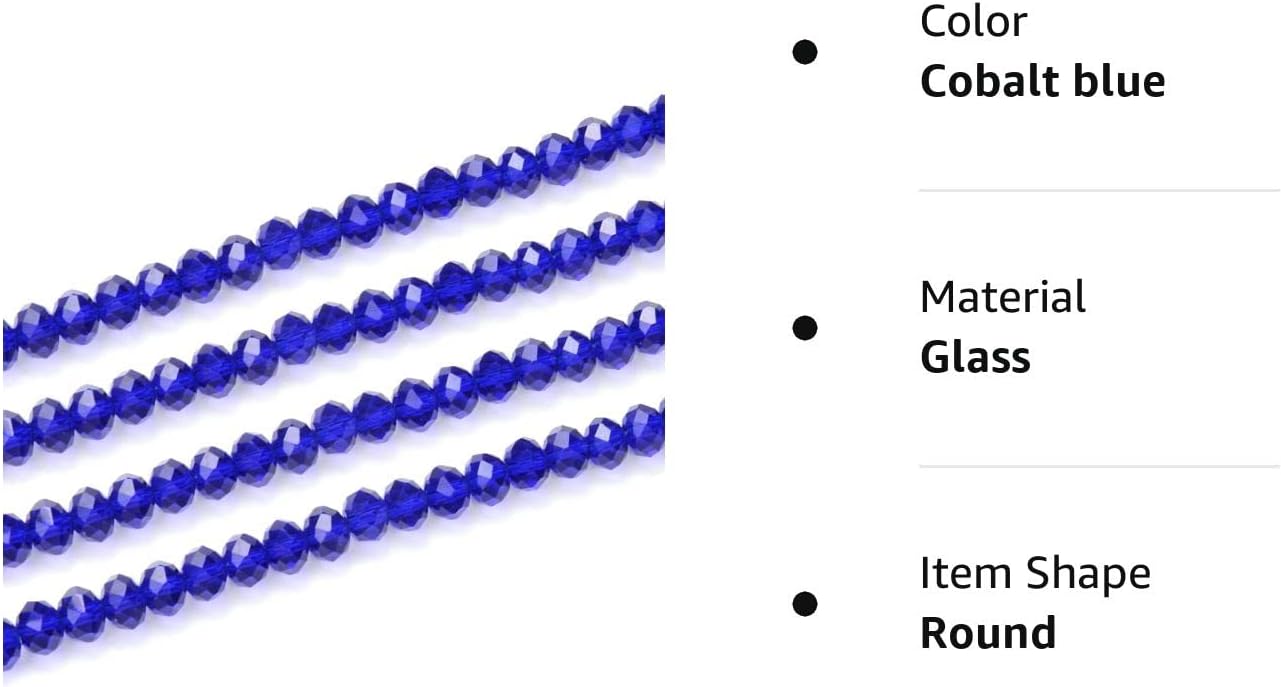 CCR825 – Cuentas sueltas de cristal checo facetadas de 0.315 in, espaciador de vidrio, azul cobalto (330-340 piezas) para joyería y manualidades