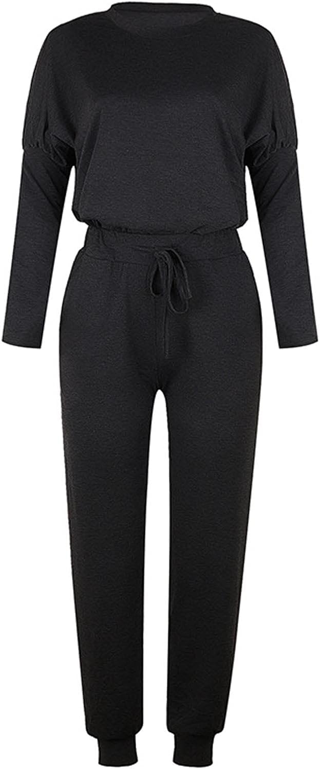 Conjuntos de dos piezas de otoño para mujer, talla grande, ajuste holgado, conjunto deportivo de 2 piezas con cuello redondo