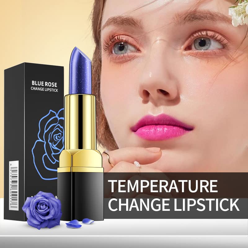 MEICOLY 2 lápices labiales azules brillantes, lápiz labial mágico que cambia de color, Labiales Magicos nutritivo bálsamo labial tintado labial,