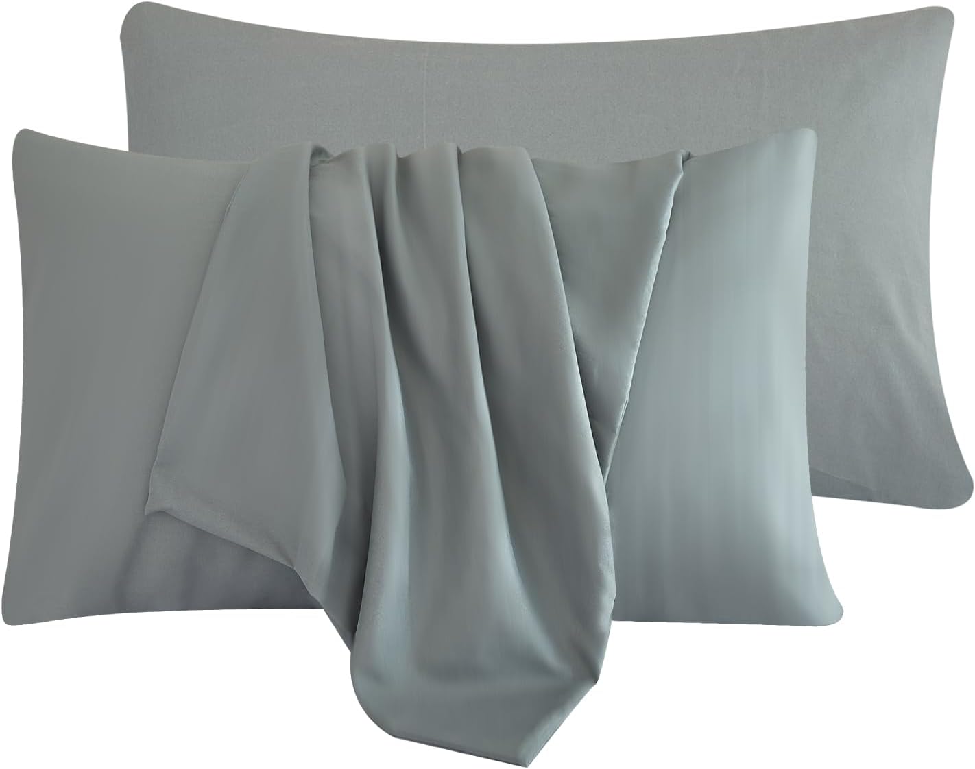 Fundas de almohada estándar  Fundas de almohada grises para cabello y piel, paquete de 2 fundas de almohada de 20 x 26 pulgadas, suaves, frías y