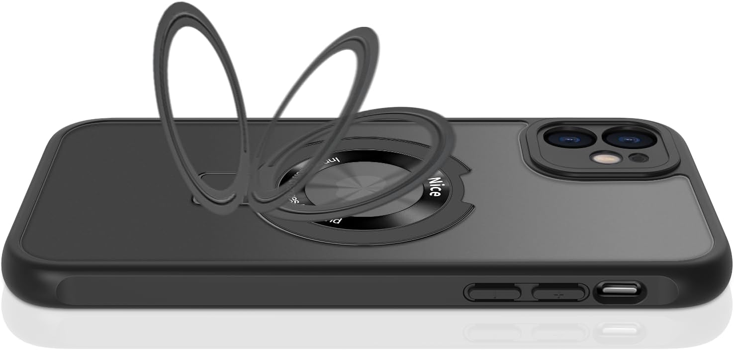GROZHJAL Funda con soporte para iPhone 11, compatible con MagSafe, antiamarilleo, magnético, delgado, translúcido, mate, parte trasera de silicona,